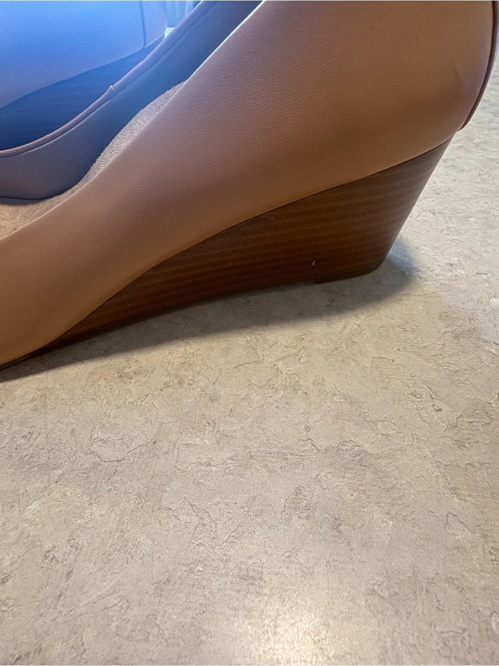Vionic Tan Peep-Toe Wedges - Sleek Leather 9.5